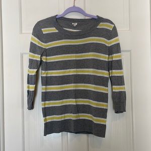 J. Crew Grey, White & Yellow Striped Sweater